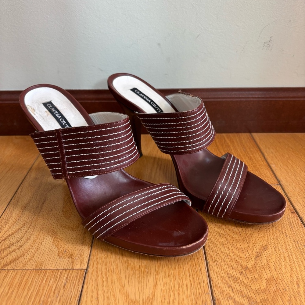 Claudia Ciuti Women's Brown Sandals Heels 9M Made in Italy Leather